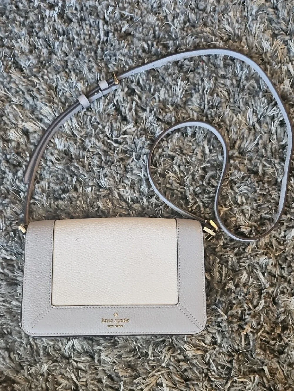 kate spade Two-Tone Light Gray & White Pebbled Leather Crossbody